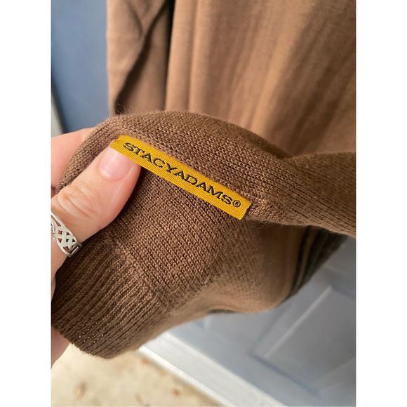 Stacy Adams Brown Cream Gray Stripe Acrylic Sweater Men's Size Large - Picture 7 of 11